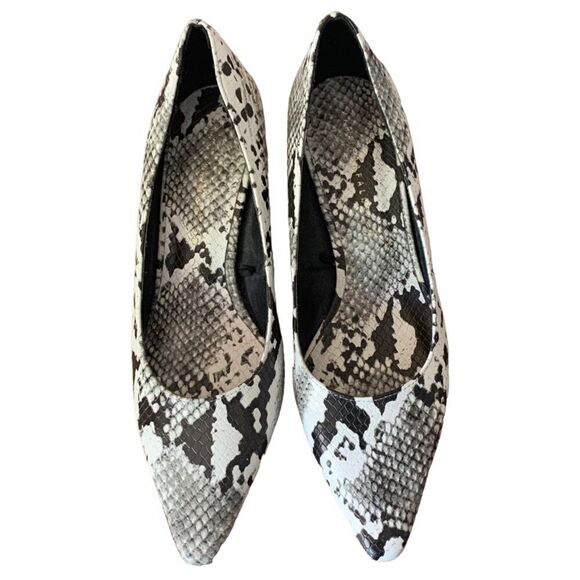 ZARA Woman Snakeskin Block Heel Pointed Toe Shoe Sz 37 6.5 - Picture 1 of 7
